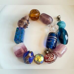 Vintage Colorful Art Glass Beaded Bracelet